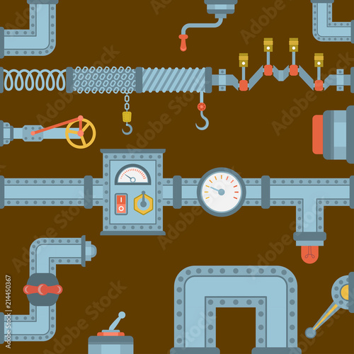 Machine parts different mechanism vector mechanical manufacturing work detail design gear equipment industry technical machining engine illustration.
