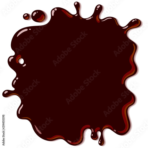 Spilled hot chocolate background. Brown splash. Vector