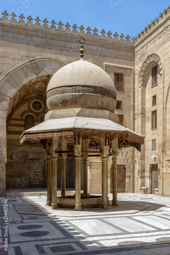Ablution fountain at the courtyard of Al-Sultan Al-Zahir Barquq Mosque, Al Moez Street, Cairo, Egypt
