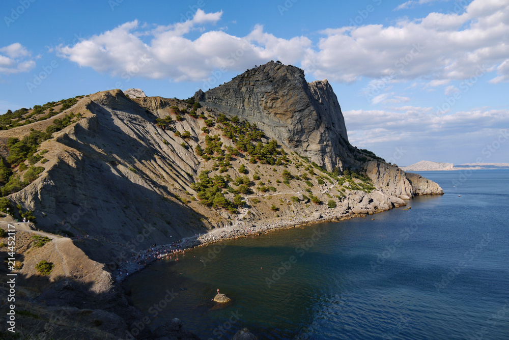 Fototapeta premium the bay of the black sea against the background of the Crimean mountains . Walking on a boat