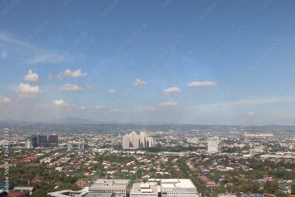 blue sky over the cityscape