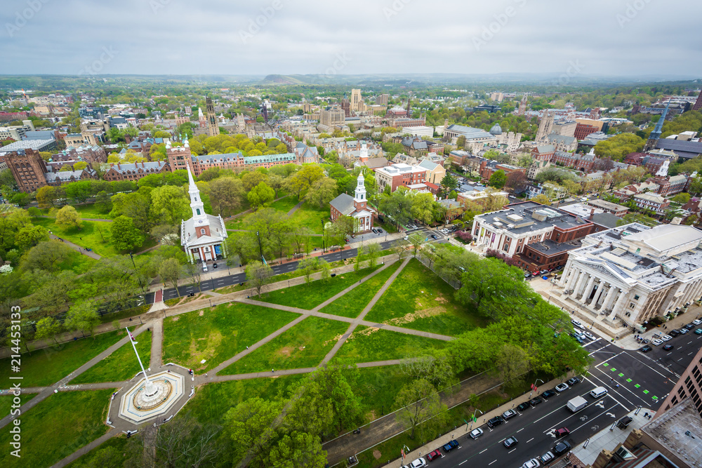 View of the New Haven Green and downtown, in New Haven, Connecticut