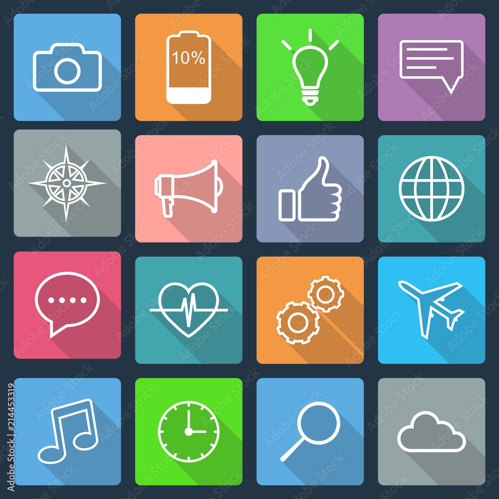 Set of flat icons for mobile app and web Set of flat icons for mobile app and web