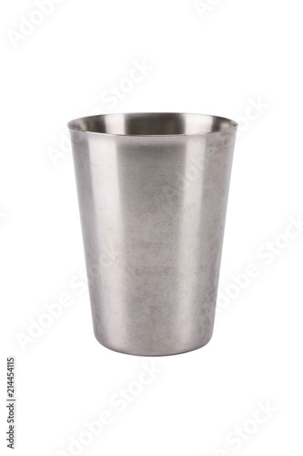 Glass stainless steel isolated on white background.