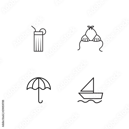 Summer linear icons set. Simple outline vector icons