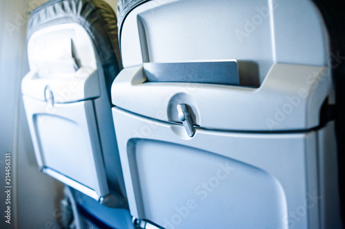 Airplane seats closeup