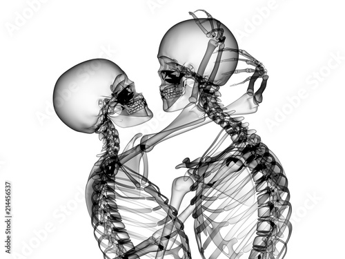 Wallpaper Mural X RAY Skeleton Couple in love 3D Render Torontodigital.ca