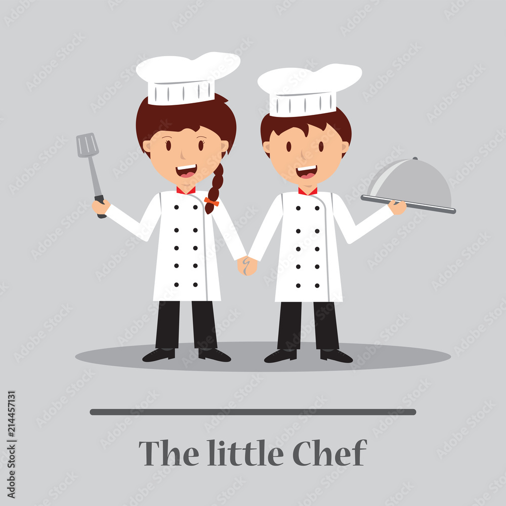 Cute cartoon of little chef cooking at kitchen. Cute cartoon of little chef cooking at kitchen.