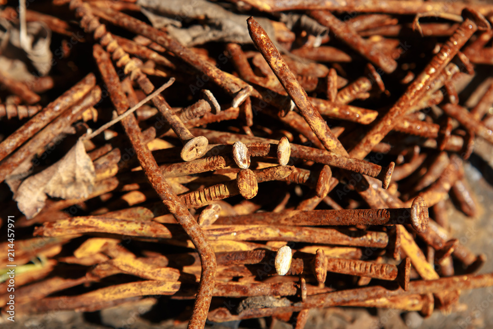 Background of the old rusty nails