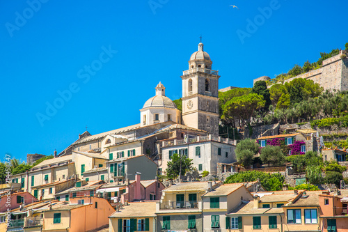 Porto Venere with San Lorenzo church. Italy.