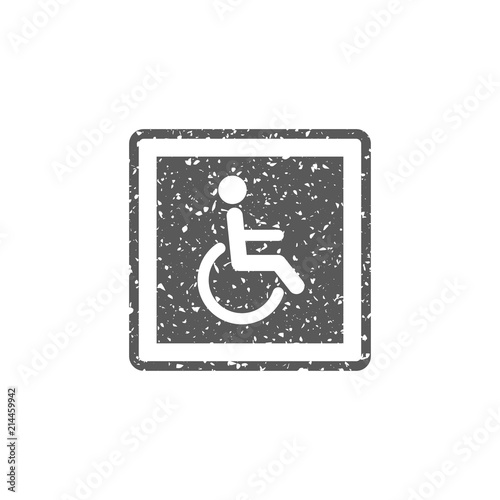 Disabled access icon in grunge texture. Vintage style vector illustration.
