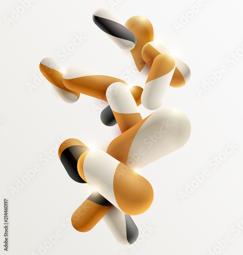 Abstract composition with golden geometric elements