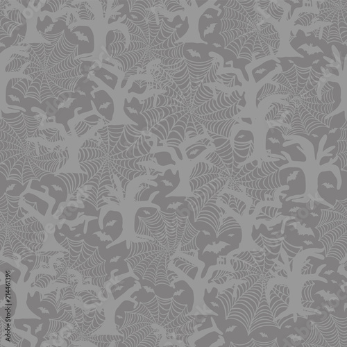 Creepy Halloween Spider Web Vector Pattern, Hand Drawn Cobweb and Spooky Forest Seamless Illustration for Seasonal Fashion Prints, Stationery, Trick or Treat Party Decor, Holiday Wrap & Costume Fabric