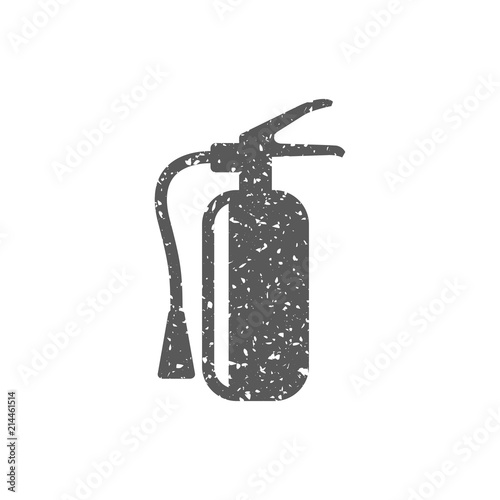 Fire extinguisher icon in grunge texture. Vintage style vector illustration.