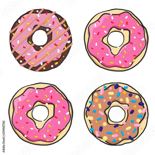 Donut vector set isolated on a white background in a modern flat