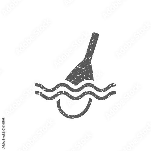 Fishing float icon in grunge texture. Vintage style vector illustration.