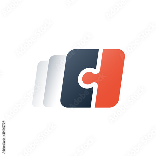 Business technology company, simple solution, jigsaw puzzle combined, corporate solution, software integration and development