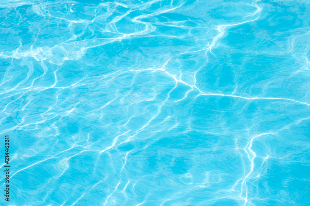 Surface of blue swimming pool, background of water in swimming pool. Summer Background. Summer