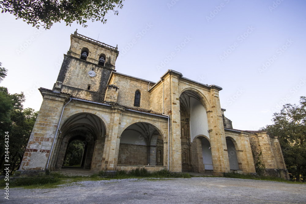 Guriezo, Spain. The Iglesia de San Vicente de la Maza, a 16th century church in the town of Rioseco in Cantabria