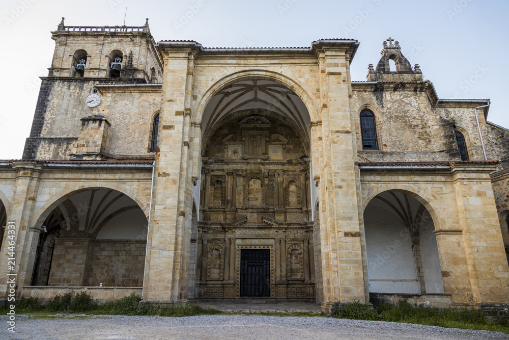 Guriezo, Spain. The Iglesia de San Vicente de la Maza, a 16th century church in the town of Rioseco in Cantabria