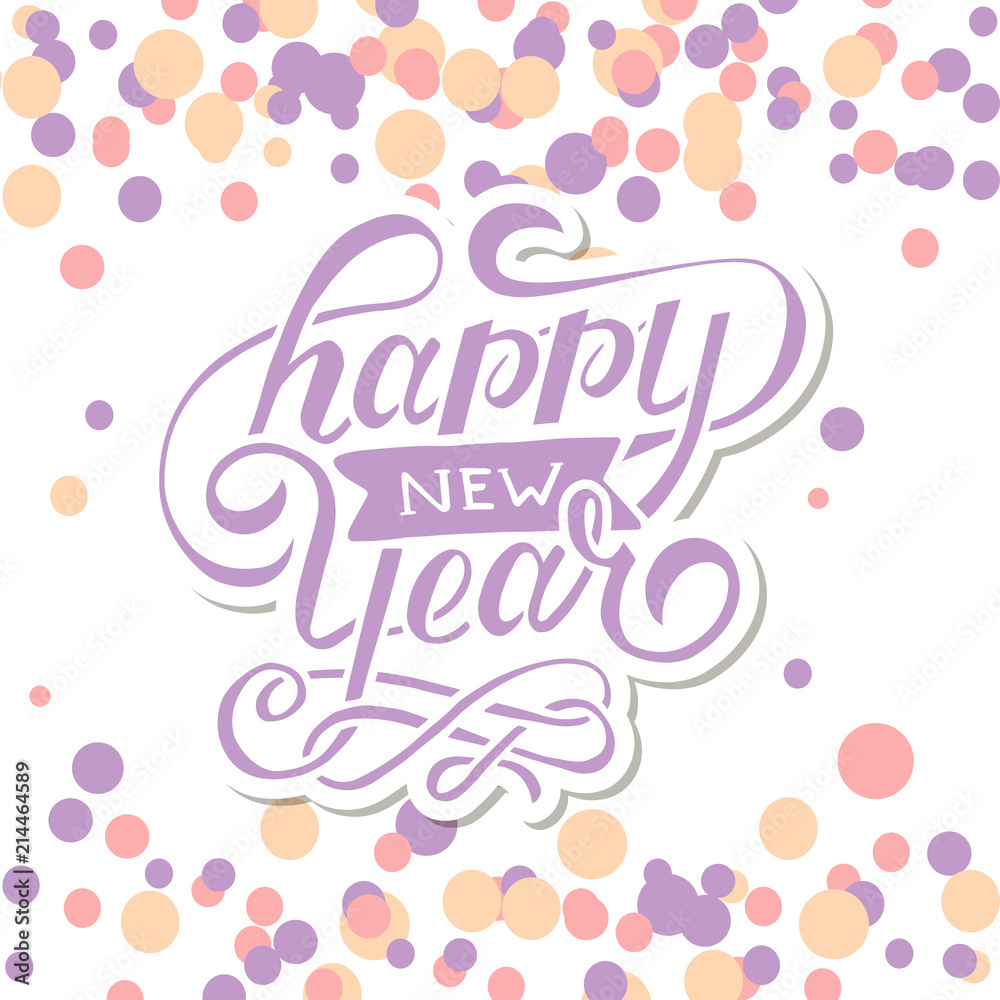 Happy New Year Vector Gradient Phrase Lettering Calligraphy Sticker
