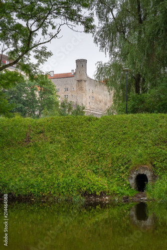 The north wall of Toompea Castle can be seen from Toompark park, Tallinn, Estonia photo