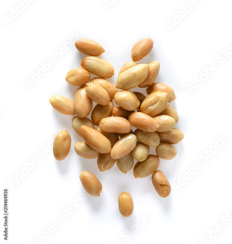 peanuts isolated on white background. top view photo