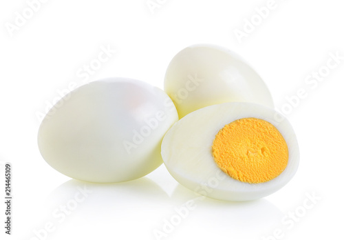 Leinwand Poster boiled egg on white background