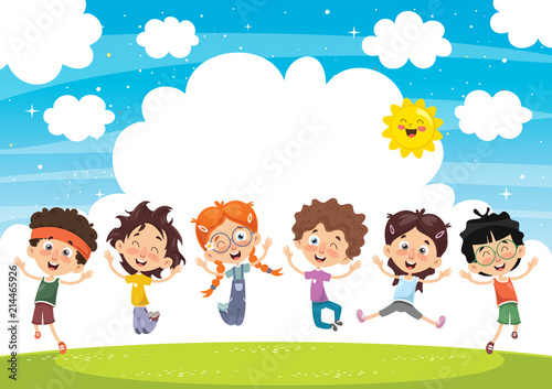 Vector Illustration Of Cartoon Children