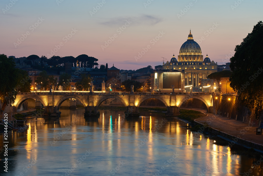Cathedral of St. Peter in the Vatican in the evening
