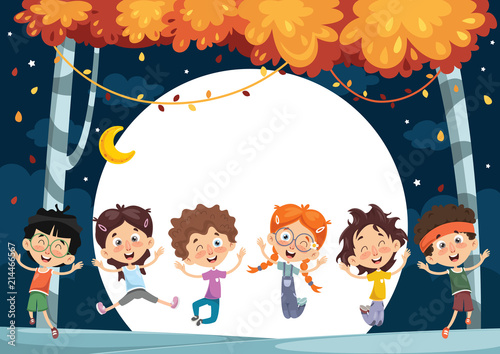 Vector Illustration Of Cartoon Children