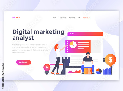 Flat Modern design of wesite template - Digital Marketing analyst