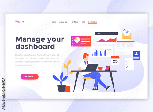 Flat Modern design of wesite template - Manage your dashboard