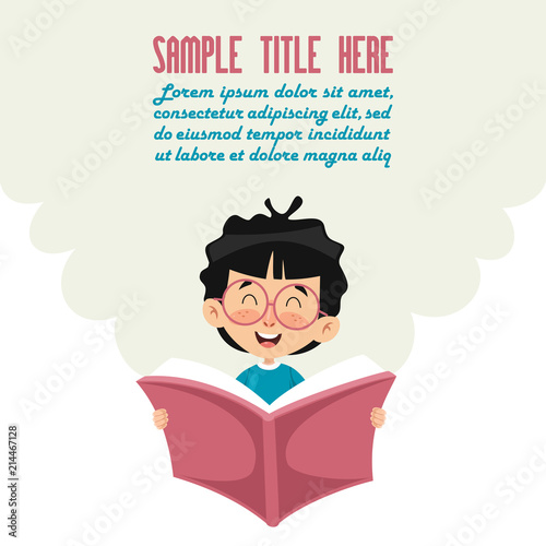 Vector Illustration Of Kid Reading Book
