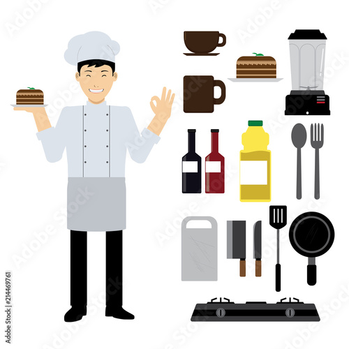 Chef Character with Kitchen Tools