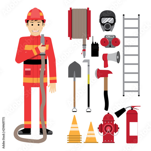 Firefighter with Firefighter Gear Equipment