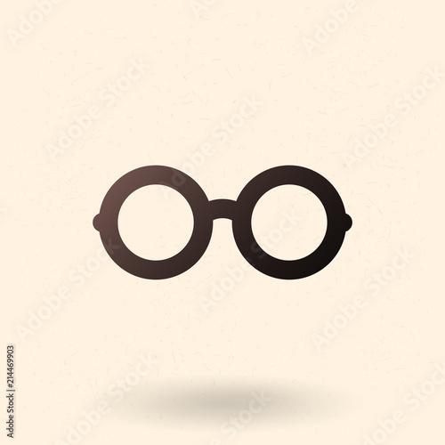 Vector Black Silhouette Icon - Round Eyeglasses.