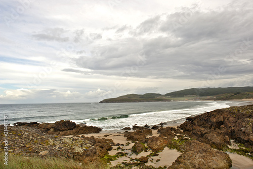 Playas de Lires und Nemiña (rechts am Rand), Gemeinde Muxia, Provinz La Coruña,Galicien, Costa da Morte