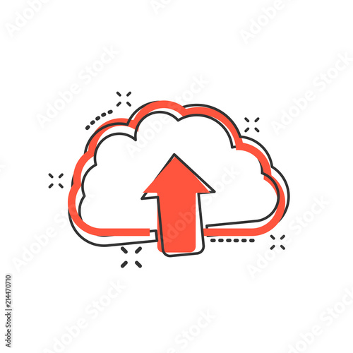 Vector cartoon cloud icon in comic style. Cloud sign illustration pictogram. Swarm business splash effect concept.