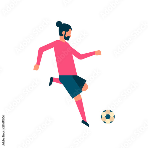 Football player kick ball isolated sport championship flat full length character vector illustration © mast3r