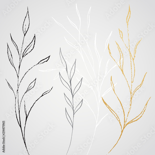 Hand drawn sketch of leaves for background. Vector illustration