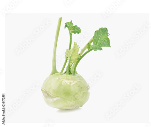 Kohlrabi vegetable on white background photo