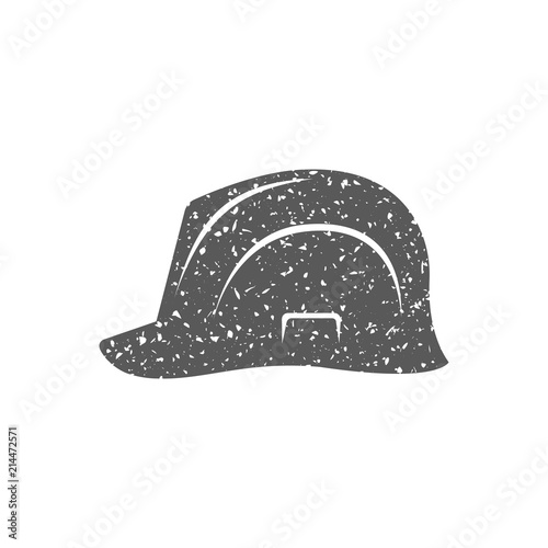 Hard hat icon in grunge texture. Vintage style vector illustration.