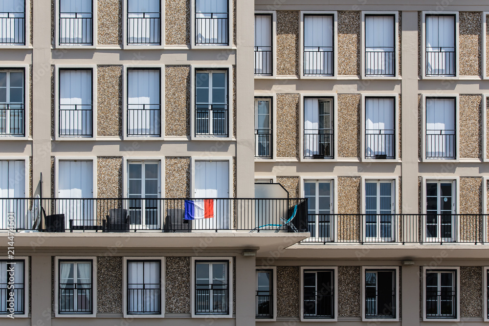 facade of buildings in the city of Le Havre, in Normandy