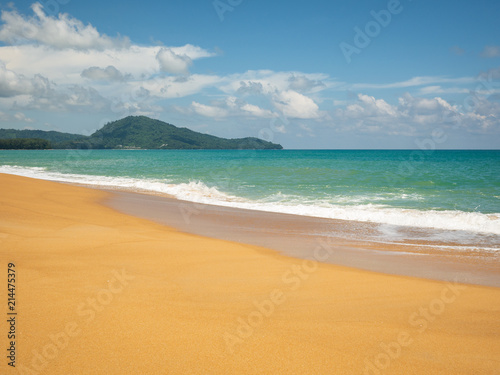 Tropical beach and empty sea background with copy space