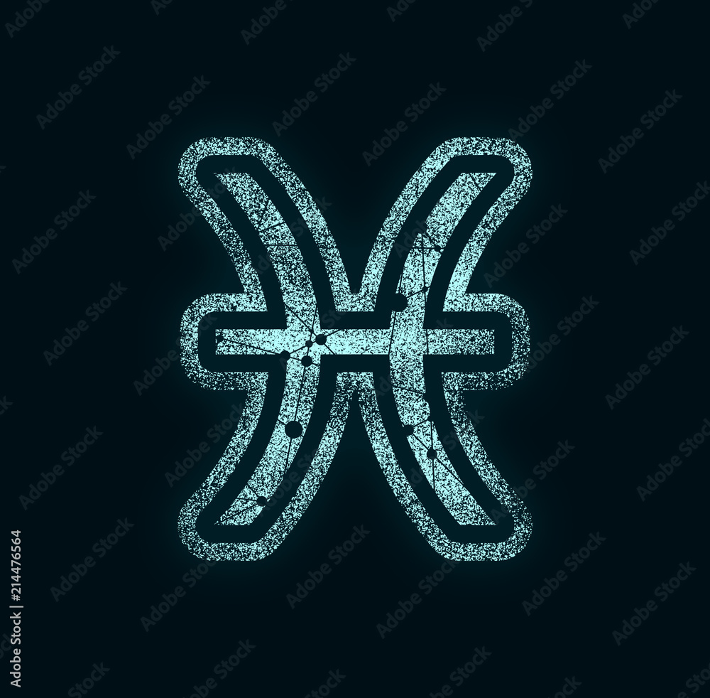 Zodiac symbol textured by glitter dots. Sign of the Fish Zodiac symbol textured by glitter dots. Sign of the Fish