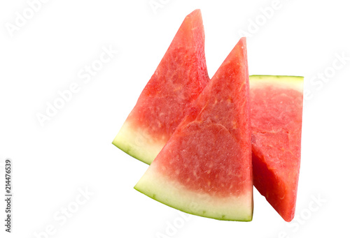 Summer fruit  melon  refreshing sliced of watermelon isolated on white background with clipping path.