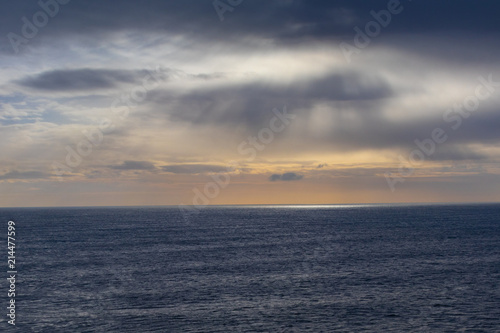 Sunset at sea on a cloudy day