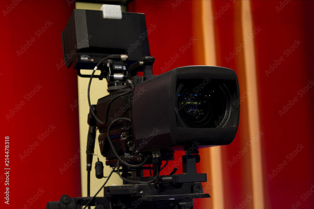 Television camera in TV studio.