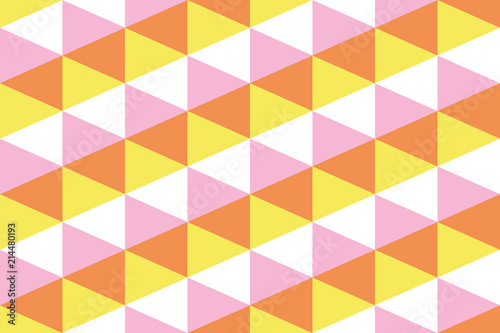 geometric background of pink orange, yellow and white triangles